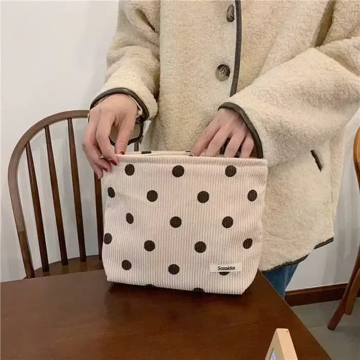 Trousse de maquillage Vintage en velours côtelé pour femmes