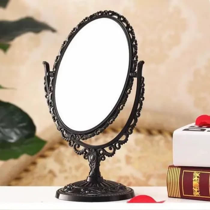 Miroir de maquillage rotatif haute définition avec support en forme de rose