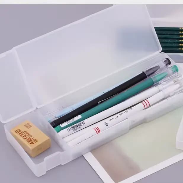Étui à crayons en plastique transparent Kawaii, jolie boîte à stylos pour cadeau, fournitures scolaires et de bureau, matériel de papeterie