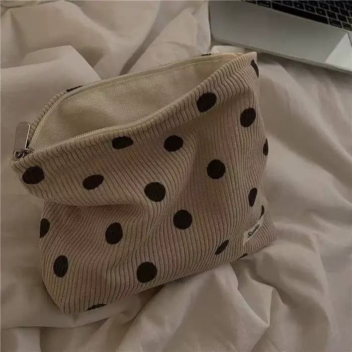 Trousse de maquillage Vintage en velours côtelé pour femmes