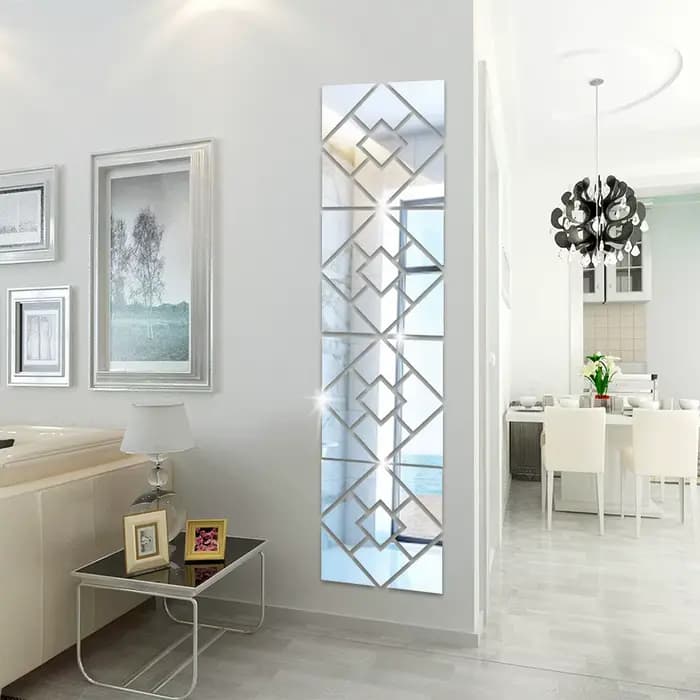 Autocollant mural miroir carré 3D