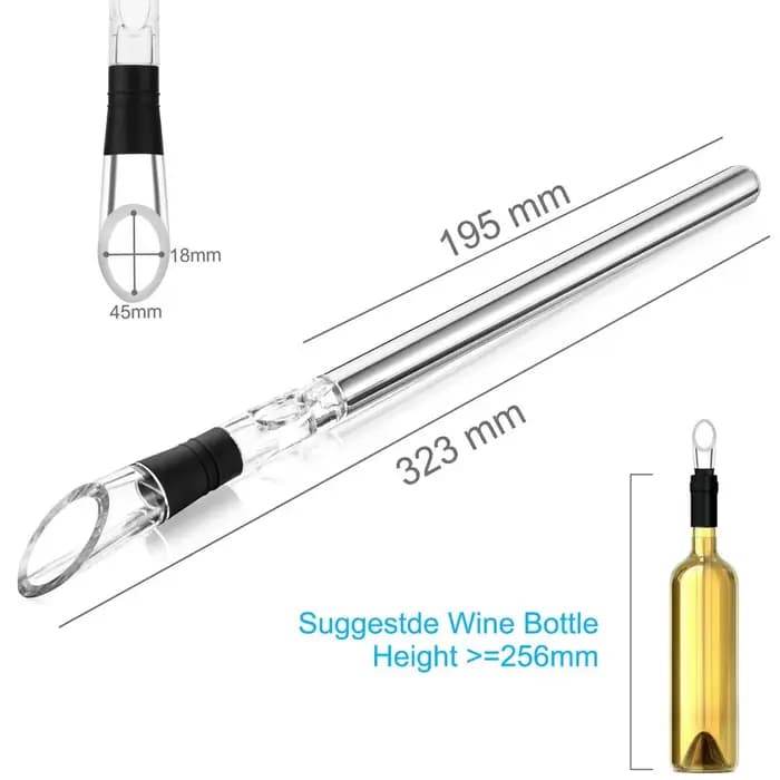 Bâtonnet refroidisseur de vin en acier inoxydable : refroidit le vin en 15 minutes sans diluer le goût, garde le vin au frais