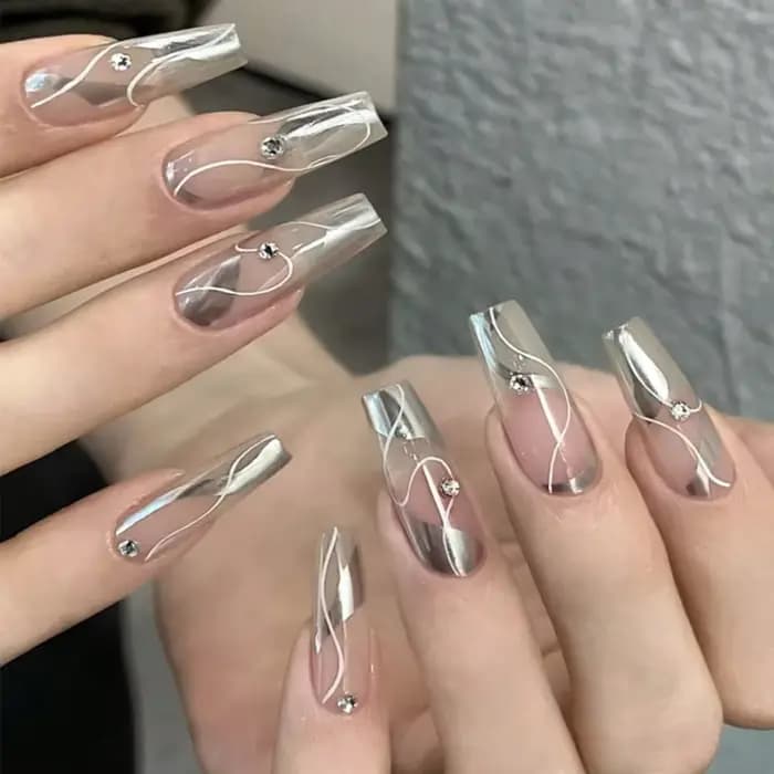 Miroir Métal Gel Vernis À Ongles avec Argent Rose Doré Peinture Dessin-Facile à Appliquer et Longue Durée