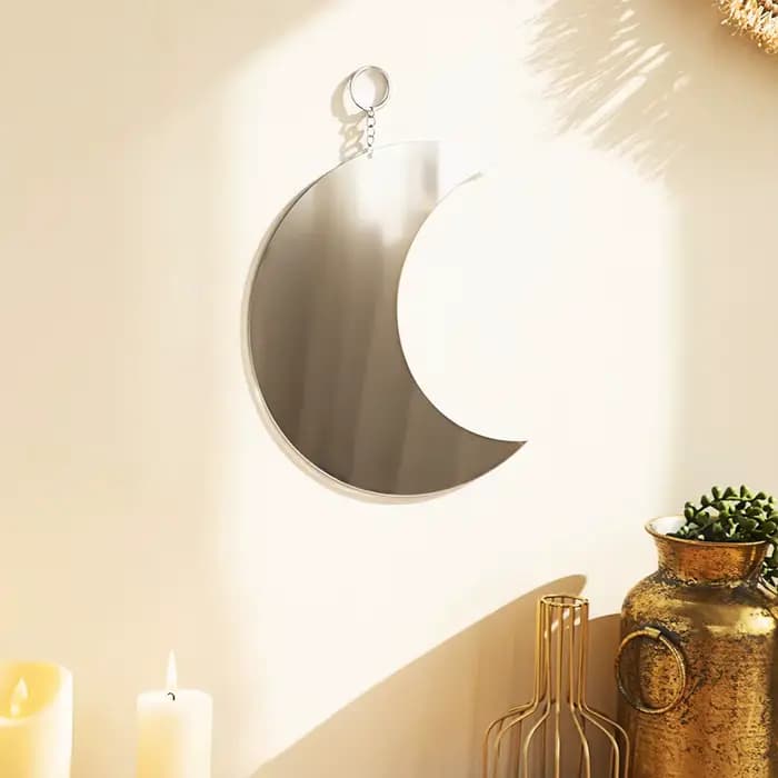 Miroir de maquillage lune doré en acrylique