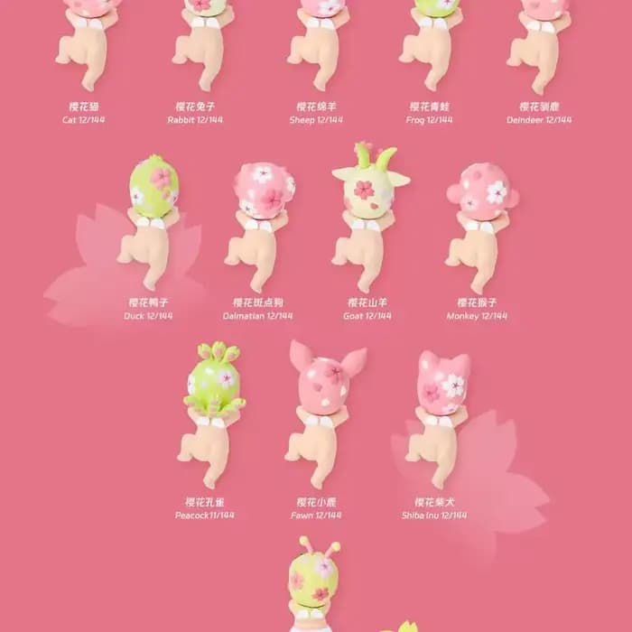 Sonny Angel Blind Box Hippers Figurines décoratives miniatures Série Fleur de cerisier Poupées Figurines d'anime Jouets Figurines d'action Cadeau d'anniversaire