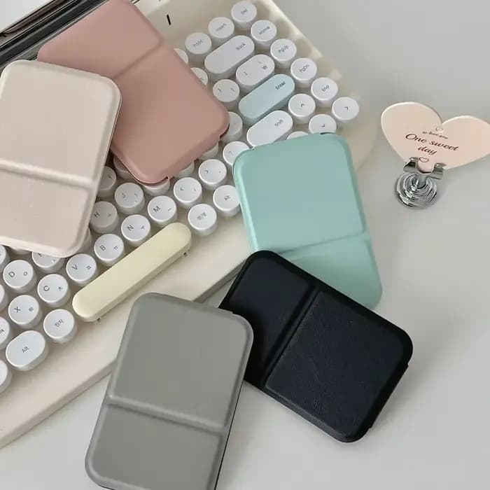 Miroir de maquillage de bureau en cuir PU