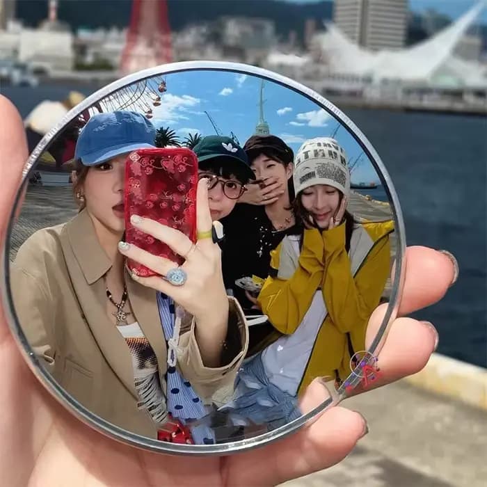 Mini miroir rond réfléchissant pour photos de voyage