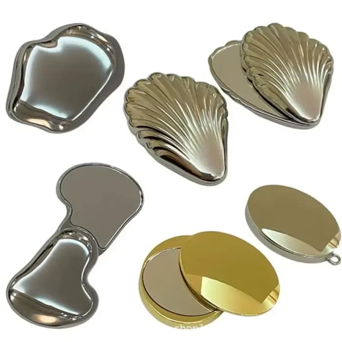 Miroir de maquillage pliable en métal tendance