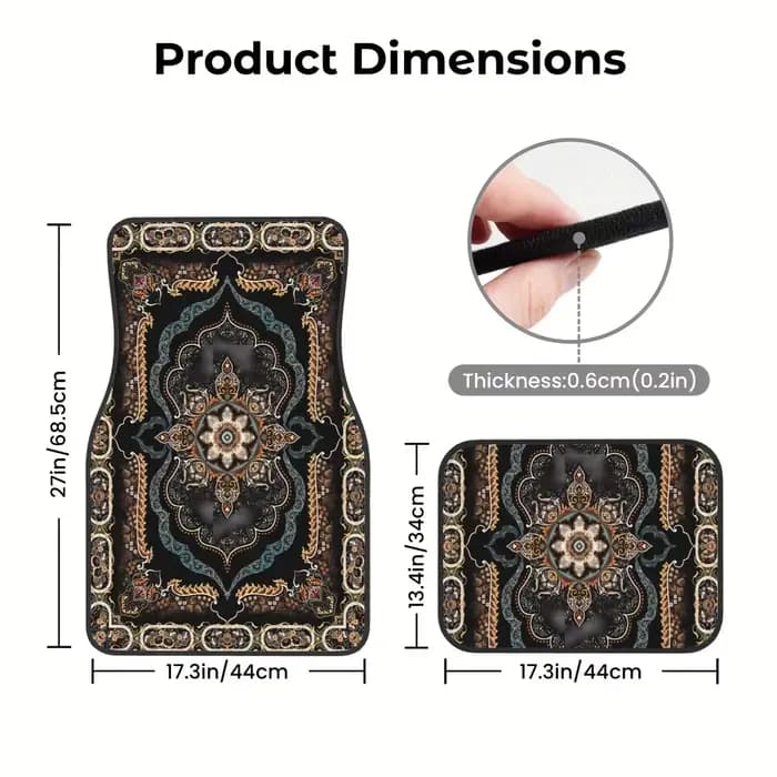 Ensemble de tapis de voiture à motif de Style rétro bohème, Design de Style ethnique, accessoires d'intérieur de voiture faciles à nettoyer, décoration artistique, 4 pièces