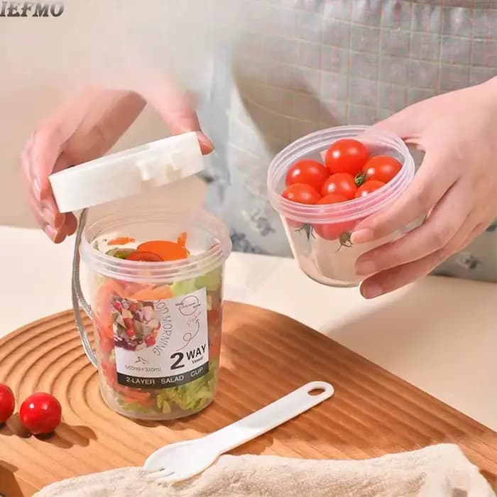 Ensemble de saladiers pour une perte de poids saine, récipient portable pour fruits, légumes, yaourt, pot anti-fuite avec fourchette et couvercle intégrés