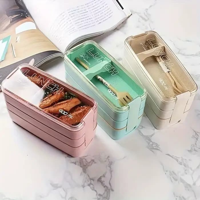 Boîte à bento portable pour adultes et enfants, boîte à lunch à 3 couches, britware de stockage des aliments, accessoires de cuisine pour la maison en plein air