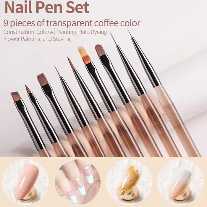 9 pièces brosse à ongles pour Nail Art Design