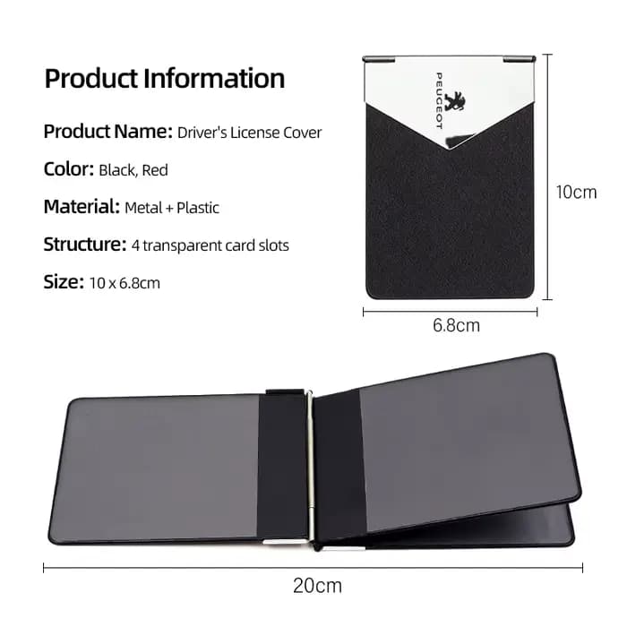 Couverture de permis de conduire de voiture, accessoires de portefeuille de carte d'identité pour Peugeot Landtrek 508 5008 4008 408 308 3008 208 2008 Rifter e-Expert