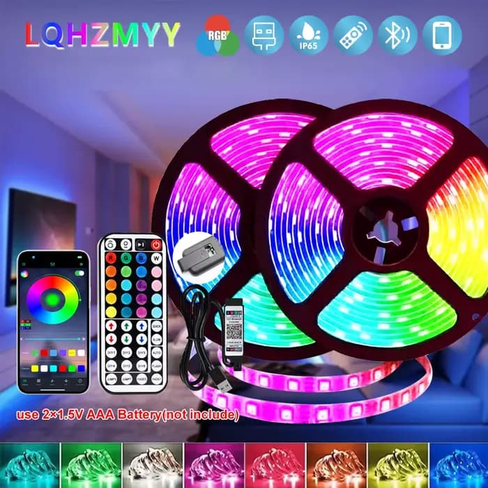 Bandes lumineuses LED de 1m à 40m |     Synchronisation musicale, télécommande 44 touches, alimentation USB, luminosité réglable, réglage de la minuterie, gradation des couleurs, adapté pour la chambr