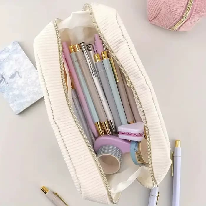 Trousse à crayons en velours côtelé de grande capacité
