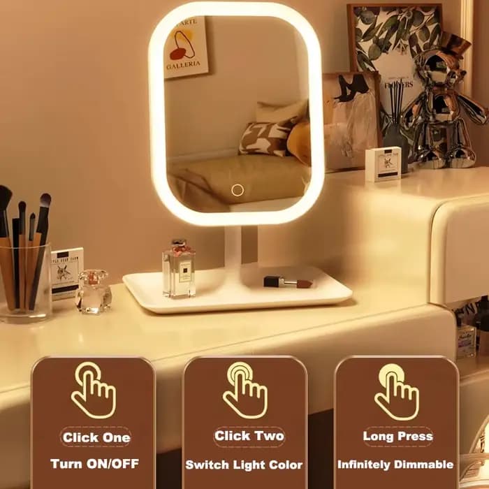 Miroir de maquillage LED avec lumière 3 couleurs