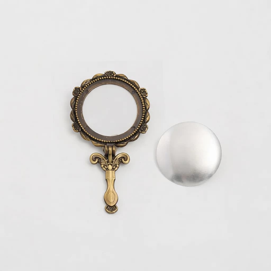 Miroir à main pliable de style vintage, avec base en métal, idéal pour la broderie, les motifs en fi