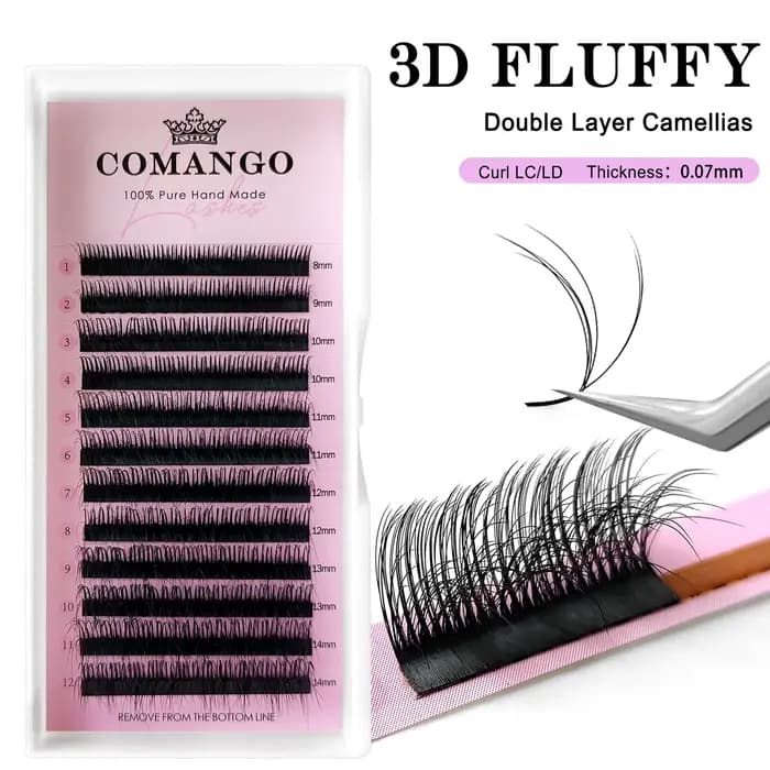 CoMango vision 3d parfaite moelleux camélia cils préfabriqués ventilateurs vaporeux volume extension