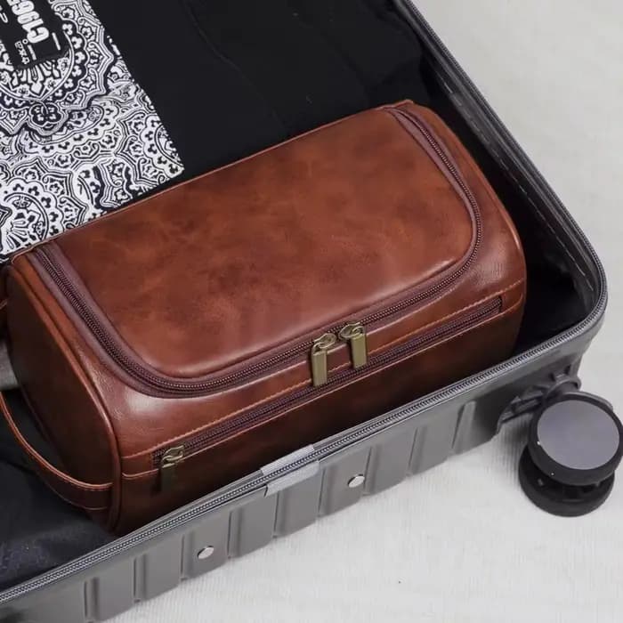 Grande trousse de toilette en cuir suspendue, trousse de toilette pour hommes et femmes, trousse de