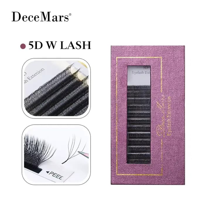 DeceMars 5D - Extension de cils en forme de W (12 lignes/plateau) pour le maquillage