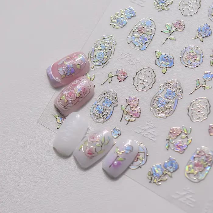 Autocollants pour Nail Art, 1 pièce, fleur de rêve, coque de fenêtre, lumière, fleur japonaise, auto