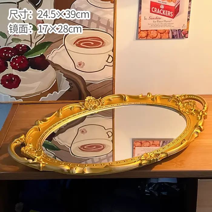 Miroir de maquillage décoratif, style célébrité internet, rétro français, pour coiffeuse, présentoir
