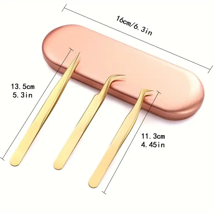 Ensemble de pincettes à cils de haute précision – comprend 3 pincettes à cils en acier inoxydable po