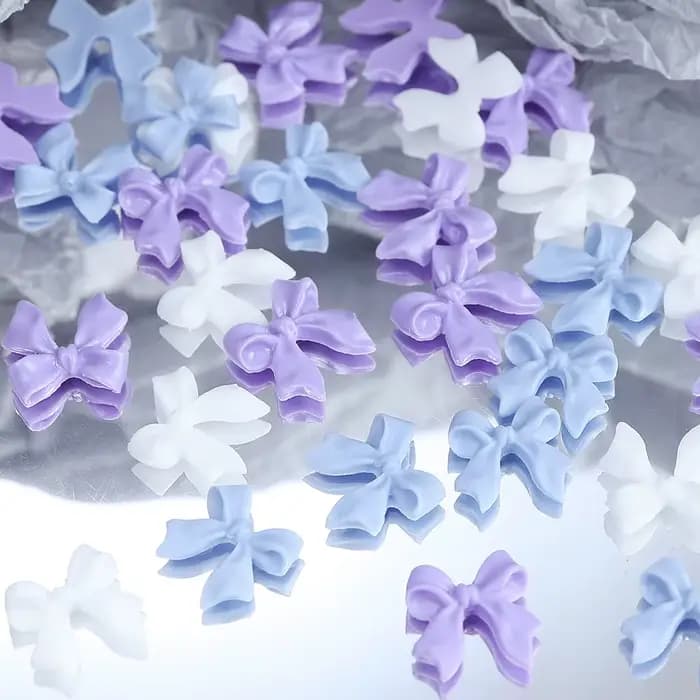 Breloques pour ongles avec nœud en ruban, accessoires colorés, cravate papillon, pièces de manucure,