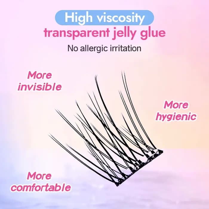 10 rangées de faux cils de grande capacité sans colle, grappe unique, 10-12MM, boucles en C, naturel