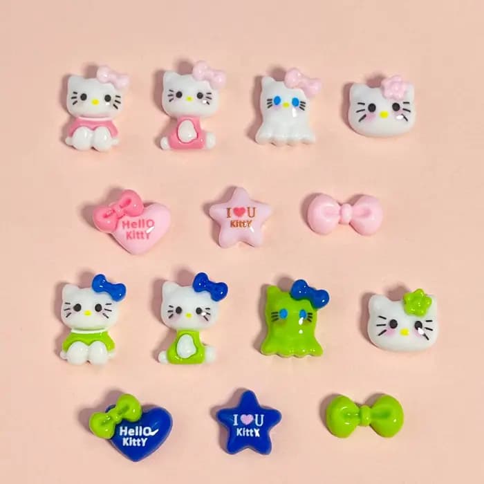 Accessoires pour ongles DIY 20 pièces: décoration d'ongles de dessin animé Hello Kitty avec joli nœu