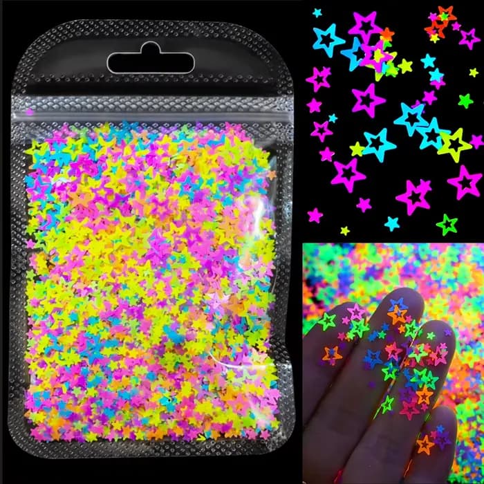10g néon étoile/lune/herbe fluorescente ongles paillettes coloré étoile conception paillettes flocon
