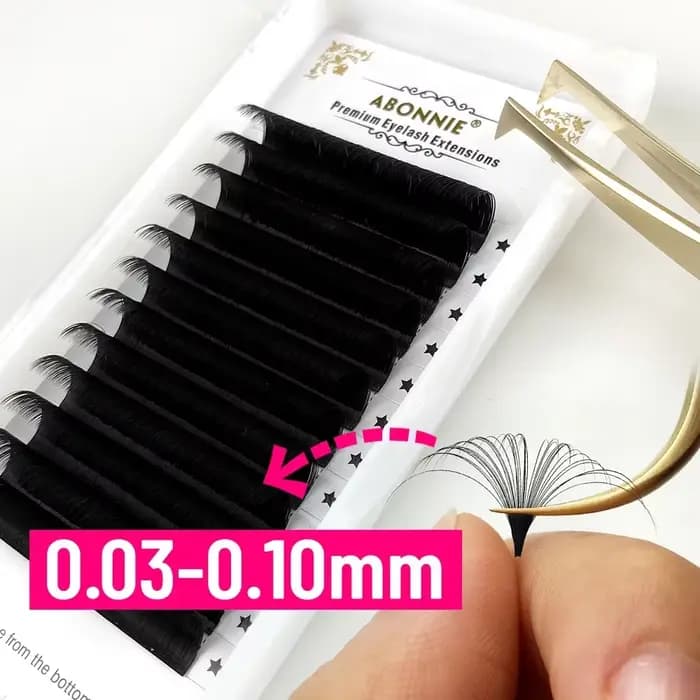 Abonnie 0.03-0.10mm noir foncé mat facile ventilateur cils Extension de Volume Mega cils floraison v