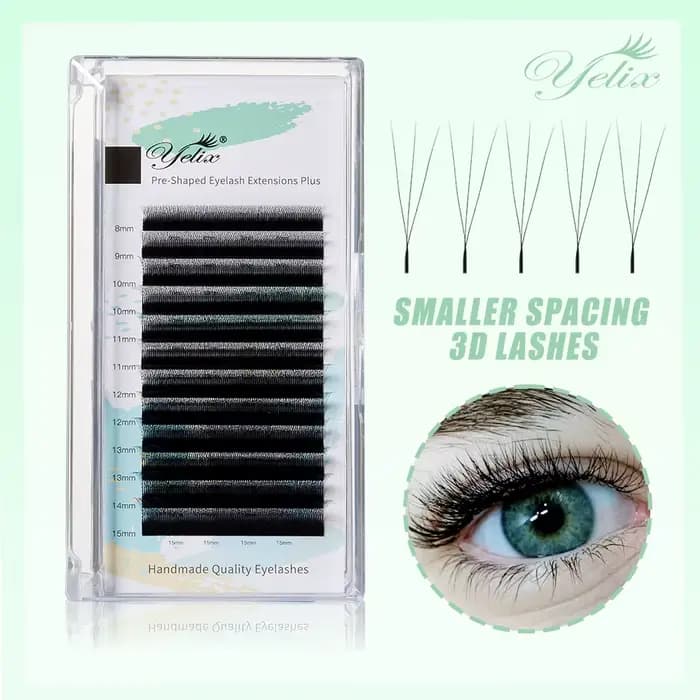 Yelix plus petite ouverture 3D cils étroits 3D W forme Extension de cils préfabriqués Volume ventila