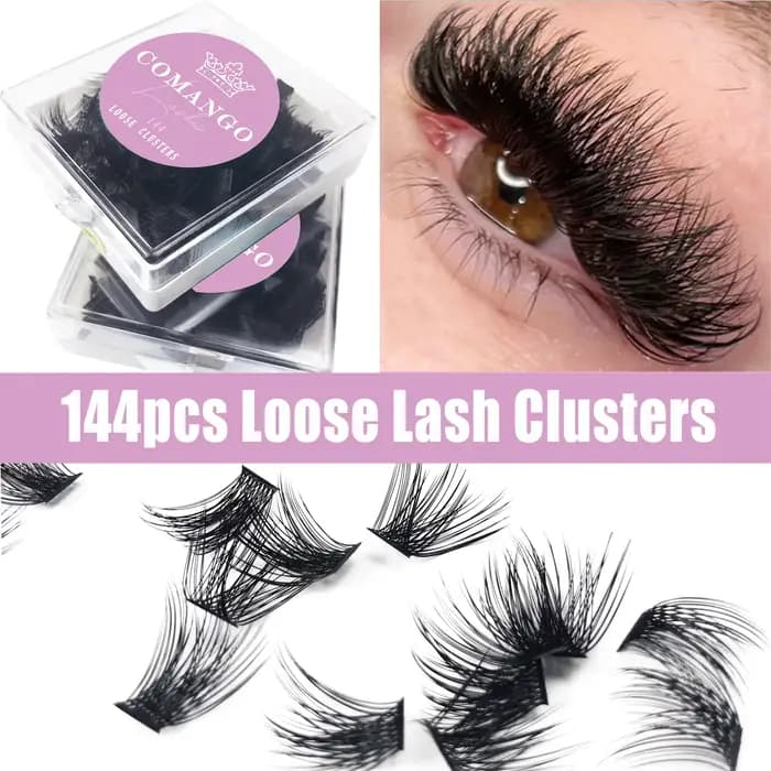 144 pièces cils amples segmentés grappe individuelle russe vaporeux C/D Curl grappe Extension de cil