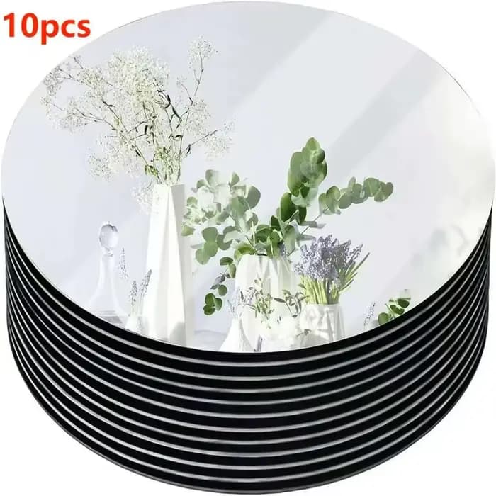 Miroirs ronds en acrylique de 8 pouces, centres de Table de mariage, assiettes à bougies circulaires