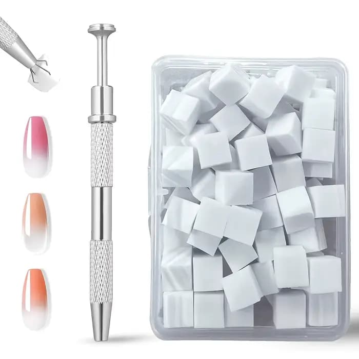 Ensemble d'éponges pour nail art, 100 pièces/ensemble, blocs d'éponges dégradées avec 1 grattoir, ou