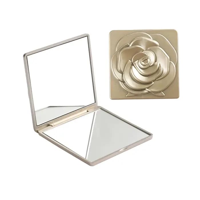 Miroir Rose carré de 7cm avec sac de rangement, miroir pliant Portable pour femme, coiffeuse, access
