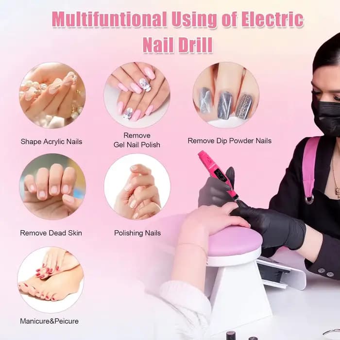 Ensemble de ponceuse à ongles électrique, perceuse à ongles, équipement de meulage, fraise pour manu