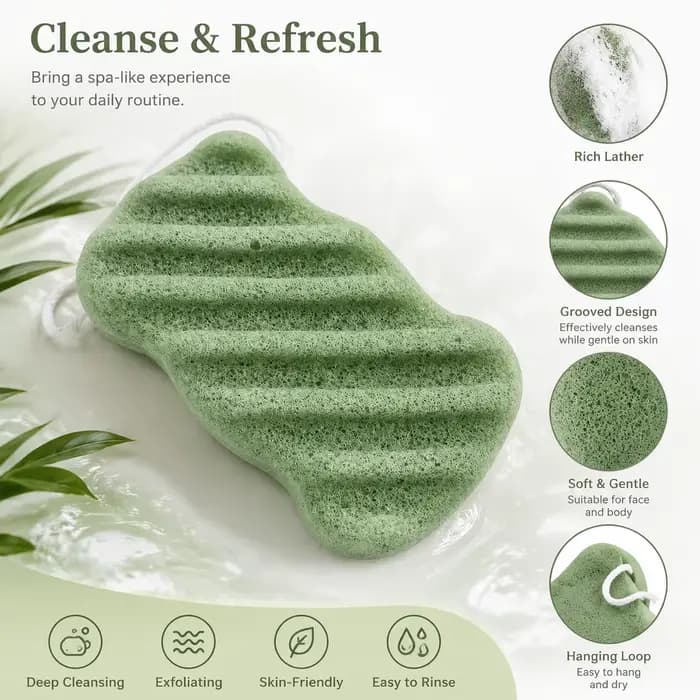 1 éponge faciale naturelle en konjac, éponge douce pour le bain et la douche, éponge nettoyante ultr
