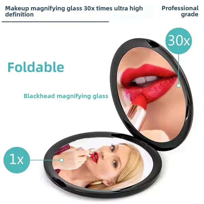 Petit miroir grossissant Compact en acrylique de 10cm, Mini miroirs de poche en plastique avec gross