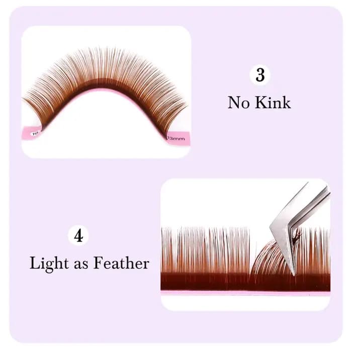 Extension de cils individuels bruns 8-15 cils mixtes colorés Premium cils brun foncé doux naturel vi