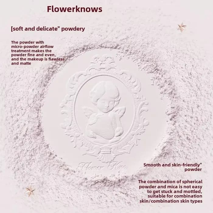 Flower Knows Collection de cupidon aux fraises poudre pressée fond de teint en poudre de maquillage