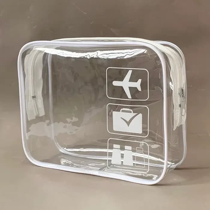 Trousse de toilette transparente approuvée par TSA - Pochette cosmétique de voyage de taille quart p