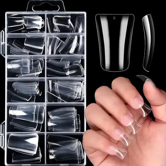 Faux ongles en bec de canard transparent, couverture complète, 12 tailles, Extension d'ongles à pres