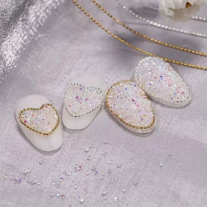 Chaîne de perles pour ongles en or et argent, 1 m/paquet, 0.8mm, breloque en pierre Ellipse, décorat