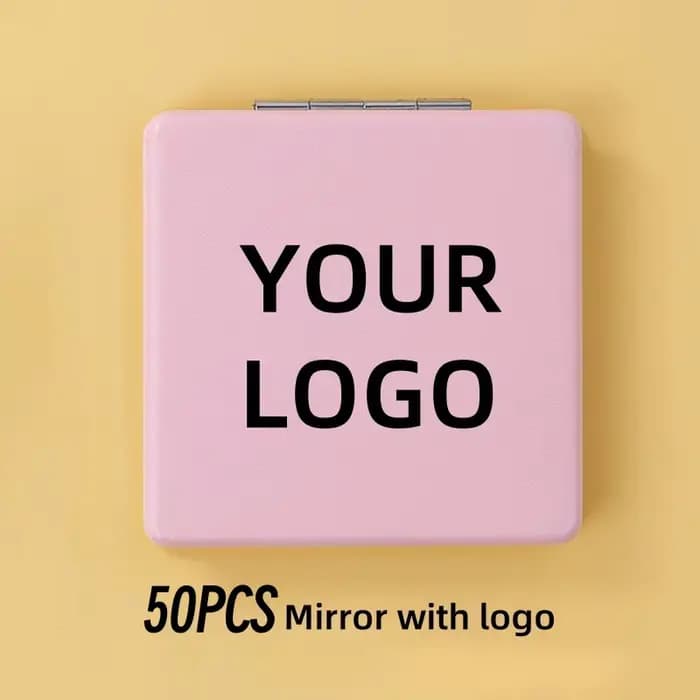 【Logo personnalisé】 50 pièces miroir en cuir PU personnalisé miroir de maquillage Double face circul