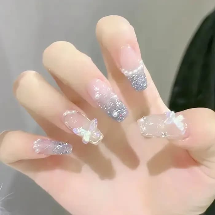 Faux ongles français amovibles en acrylique, mi-longs, ensemble de faux ongles, couverture complète,