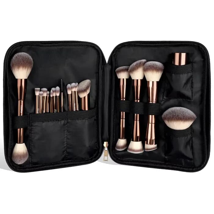 MAANGE 20 pièces pinceaux de maquillage professionnels + sac de rangement double extrémité fond de t