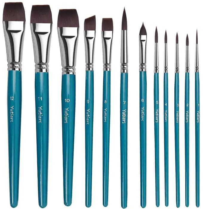 Lot de 12 pinceaux professionnels pour maquillage artistique avec poils en nylon, idéal pour le maqu