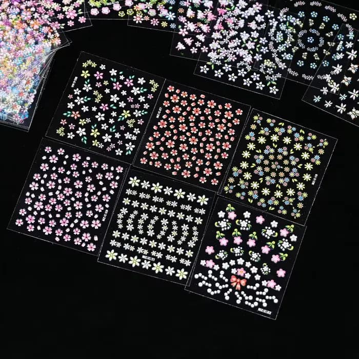 Autocollants pour ongles 3D, fleurs de cerisier, Rose, marguerite, 20/30/60/70/90 pièces, mignon, cœ